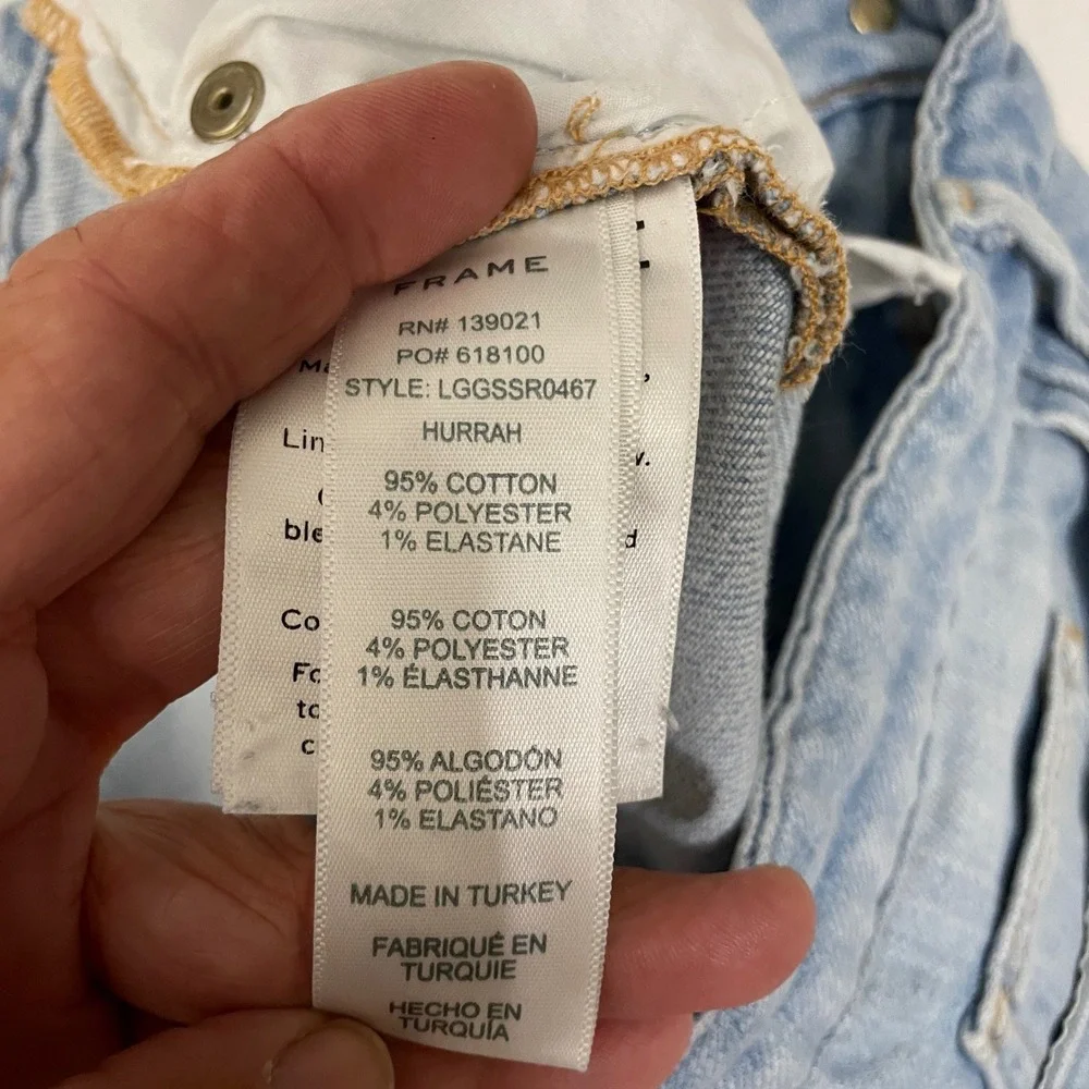 Frame Le Grand Garcon Shorts Womens 26 Distressed Denim Cutoff Raw Hem - Picture 5 of 8